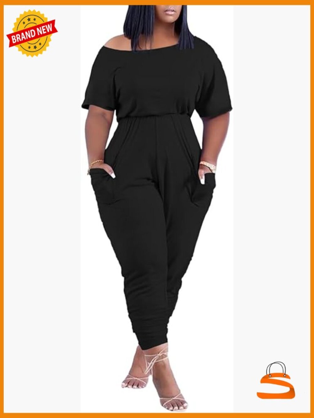 Casual One Piece Loose Jumpsuit Off Shoulder Pockets Romper Plus Size Short